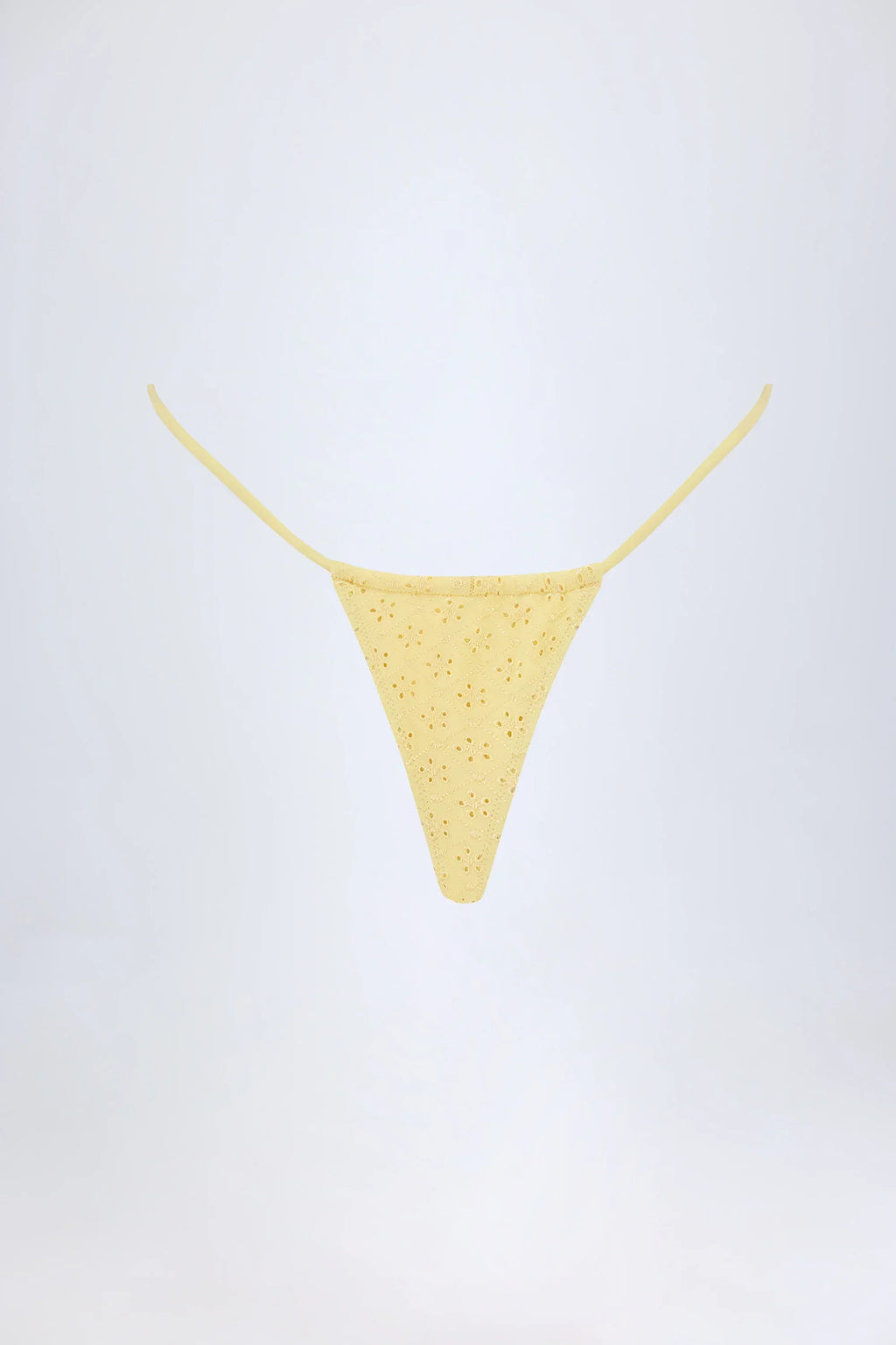 Broderie Anglaise Drawstring Bikini Bottoms in Lemon Yellow