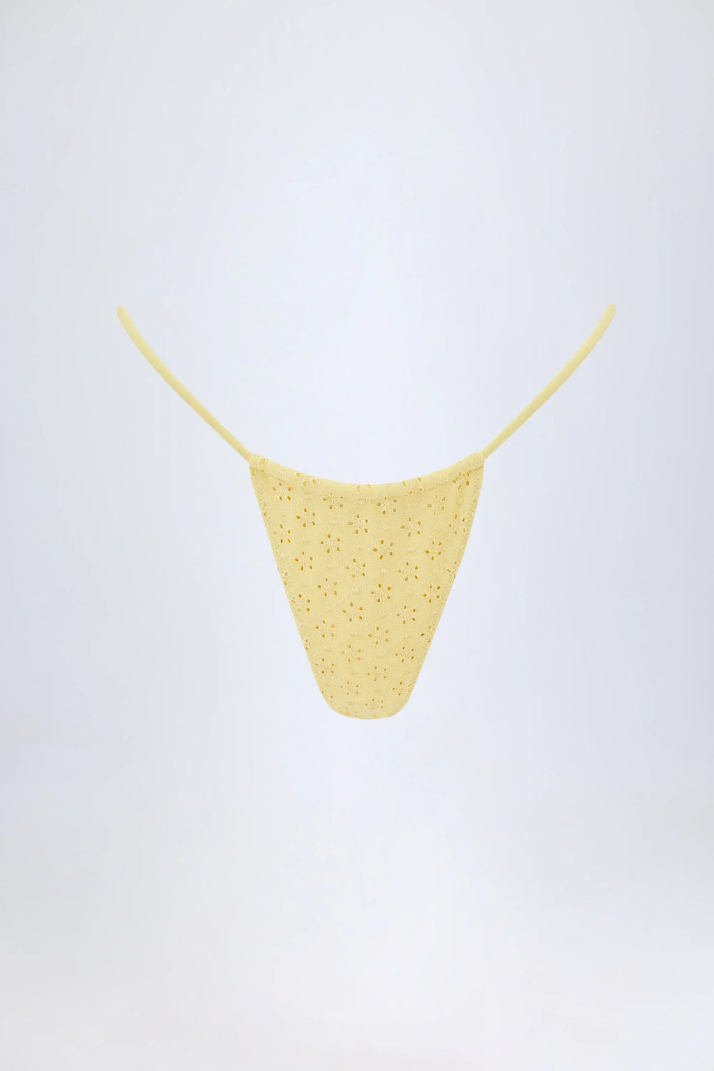 Broderie Anglaise Drawstring Bikini Bottoms in Lemon Yellow